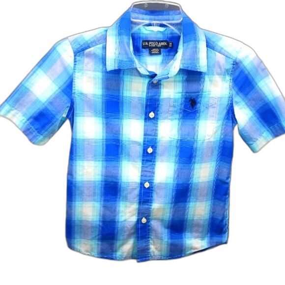 U.S. Polo Assn. Other - U.S. Polo Assn. Blue Plaid Button Down Shirt Front Pocket Logo Boys 8..........